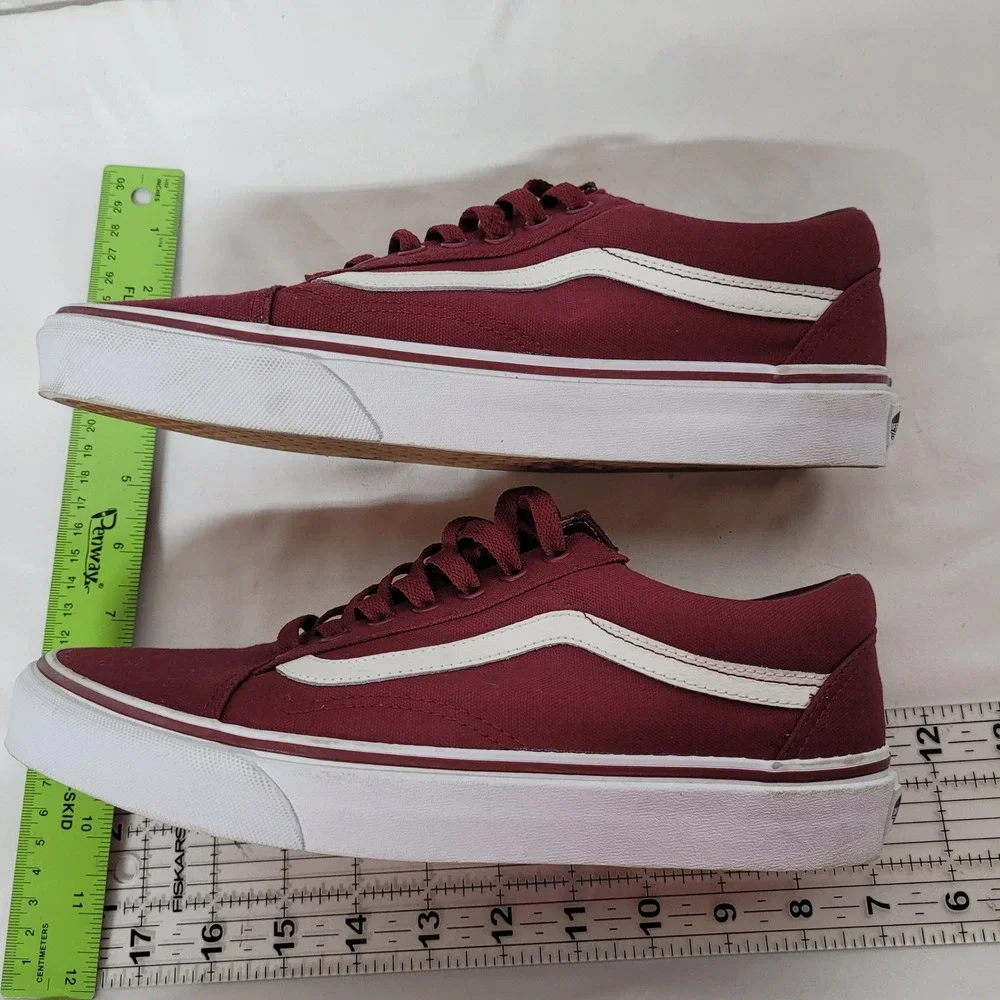 Vans Old Skool Burgundy Maroon Canvas Low Top Skate Shoes Mens 8.5 Womens 10